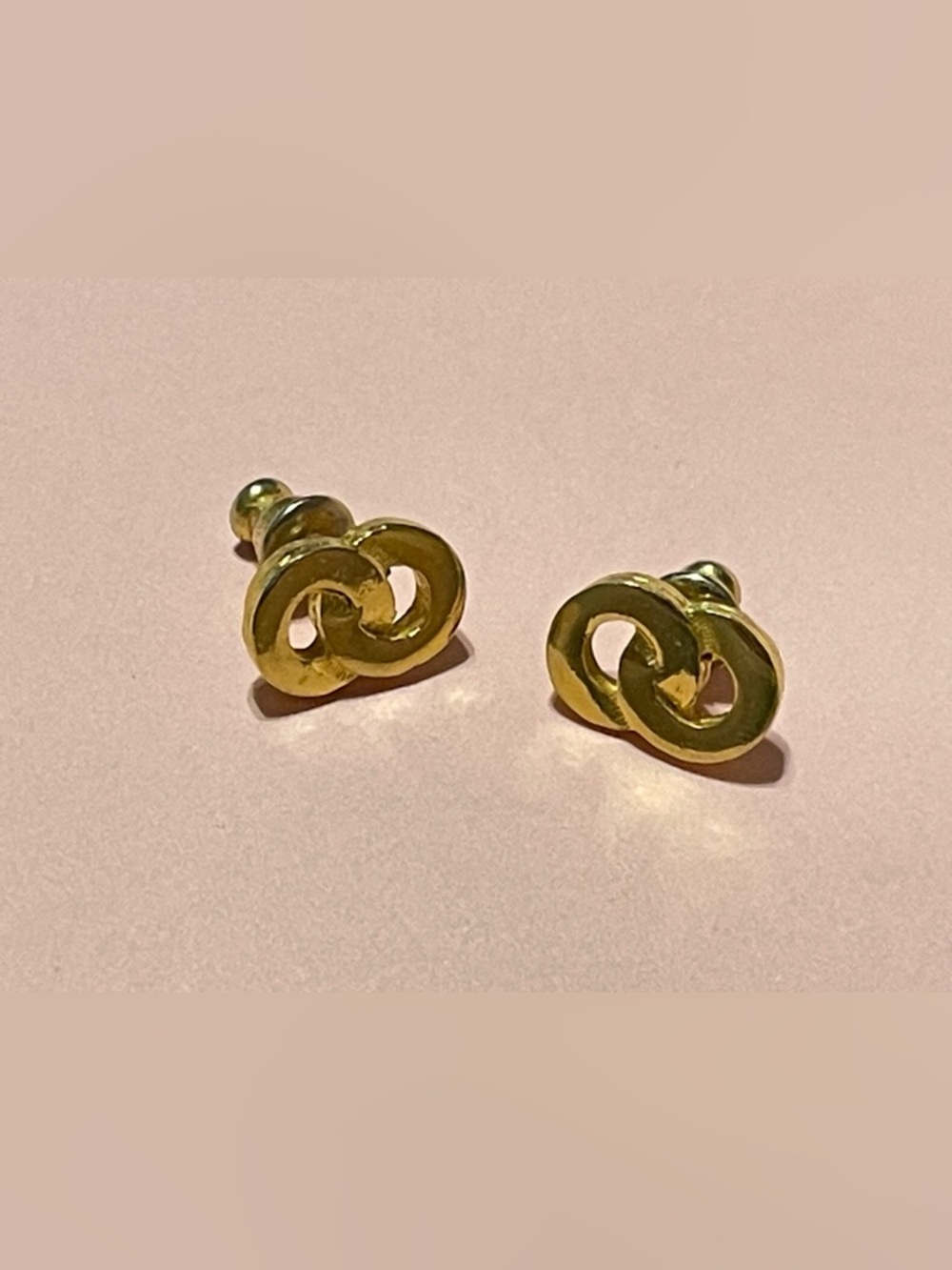 Gold Tone Pierced Stud Earrings #9159